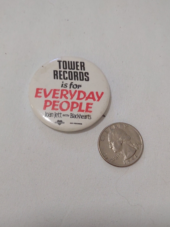 Tower Records 'Everyday People' Promotional Pin - White & Red